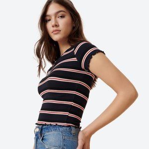 Garage Lettuce Edge Baby Tee in Navy Blue